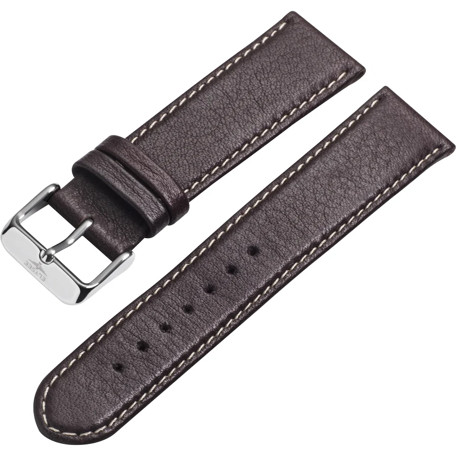 Uhrenarmband - Feinporiges, glattes Lederarmband mit Dornschließe, Braun - 20 mm